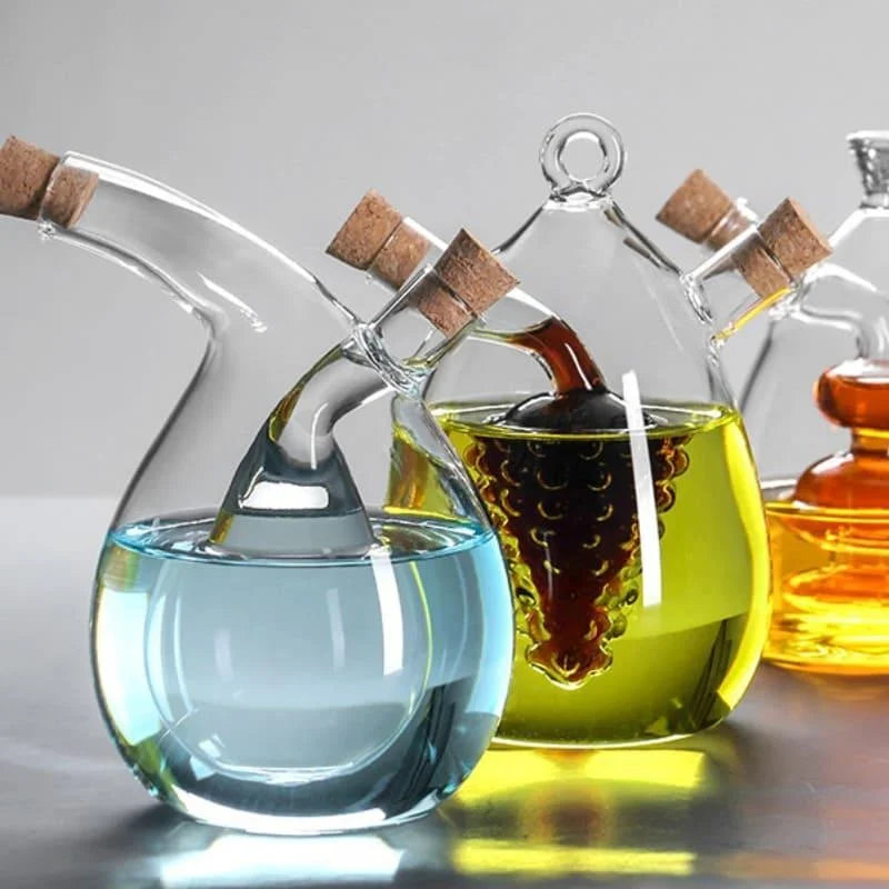 Monzzi 2-in-1 Glass Olive Oil and Vinegar Bottle with Cork Lid