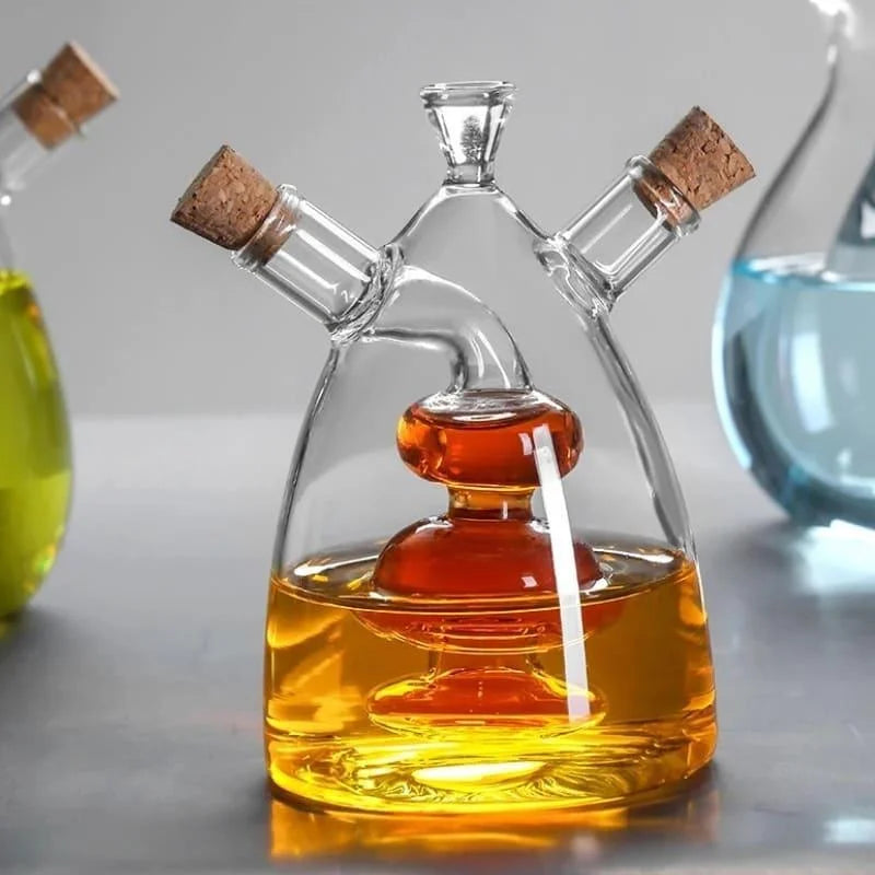 Monzzi 2-in-1 Glass Olive Oil and Vinegar Bottle with Cork Lid