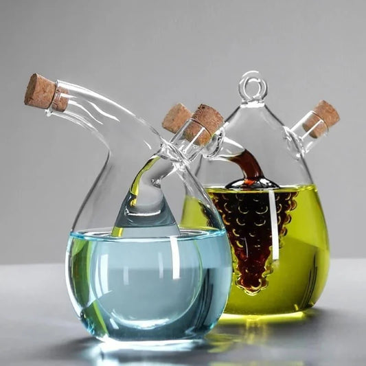 Monzzi 2-in-1 Glass Olive Oil and Vinegar Bottle with Cork Lid