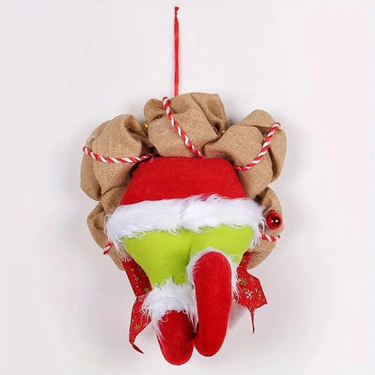 Festive Christmas Wreath with Elf Legs and Jute for Door Decor