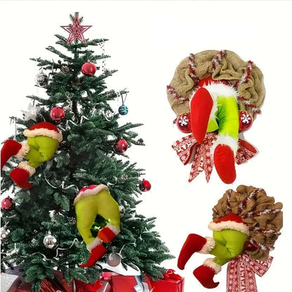 Festive Christmas Wreath with Elf Legs and Jute for Door Decor