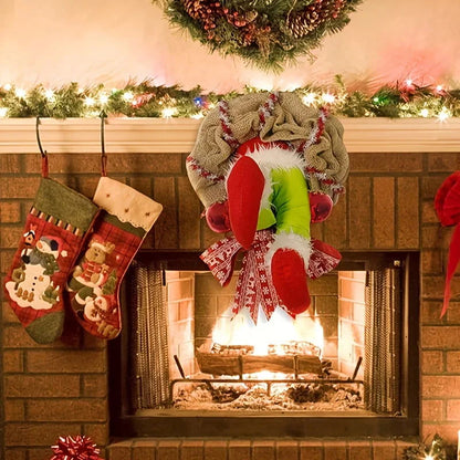 Festive Christmas Wreath with Elf Legs and Jute for Door Decor