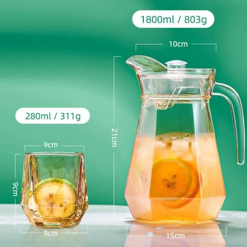 1.8L Borosilicate Glass Pitcher with Lid for Monzzi Drinks