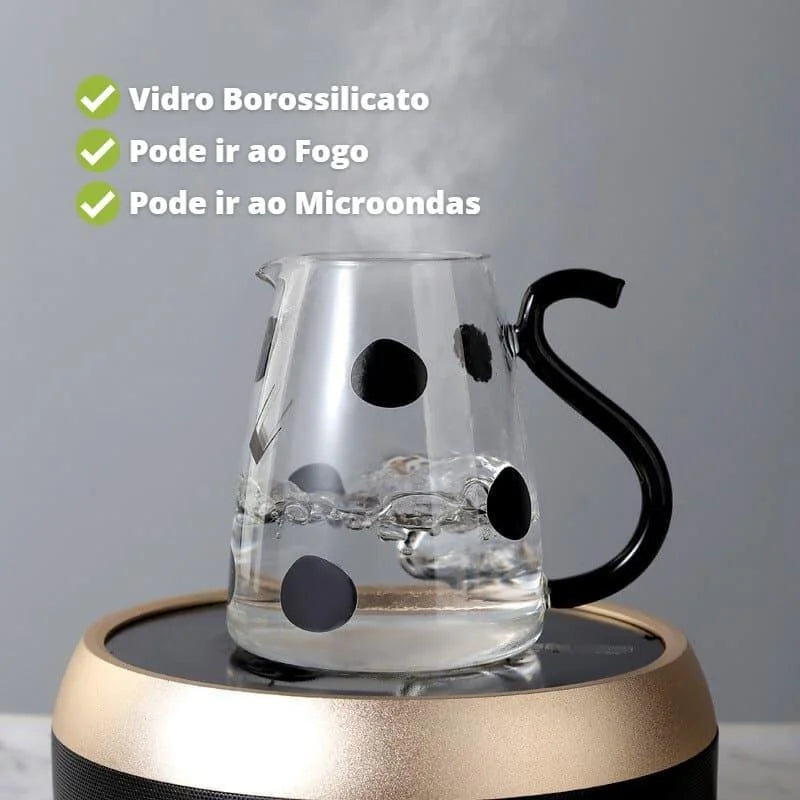Borosilicate Glass Pitcher with Matching Cow-Themed Cup