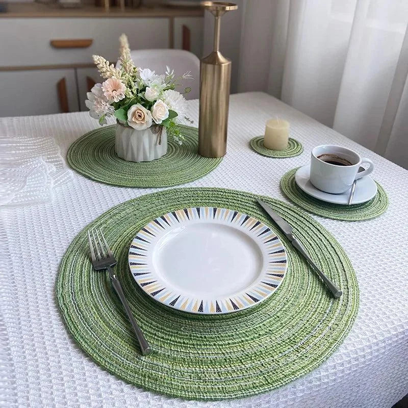 Nordic-Style Round Cotton and Jute Placemat