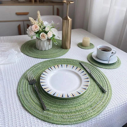 Nordic-Style Round Cotton and Jute Placemat