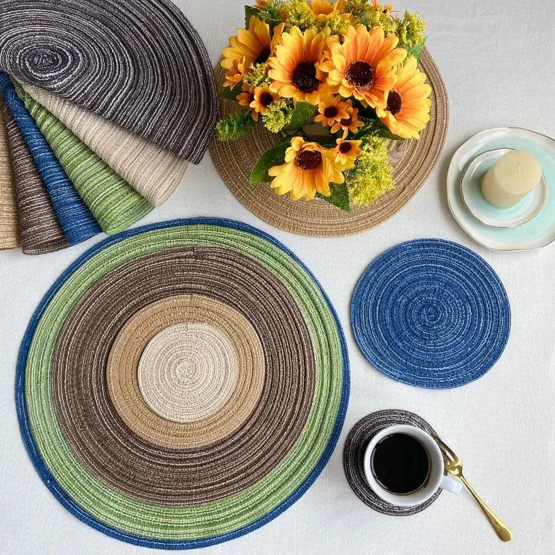 Nordic-Style Round Cotton and Jute Placemat