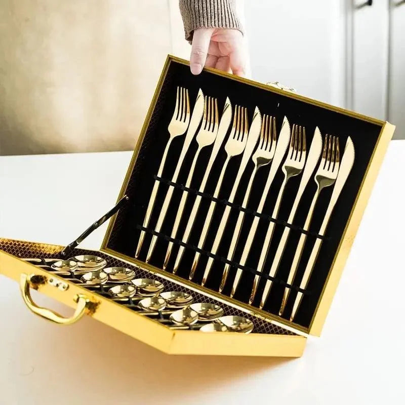24-Piece Stainless Steel Cutlery Set with Monzzi Case