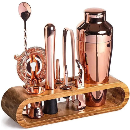 Monzzi 10-Piece Stainless Steel Bartender Kit with Bamboo Stand