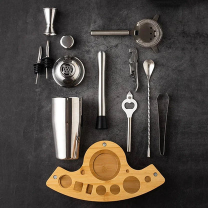 Stainless Steel Bartending Kit with Shaker and Essential Tools