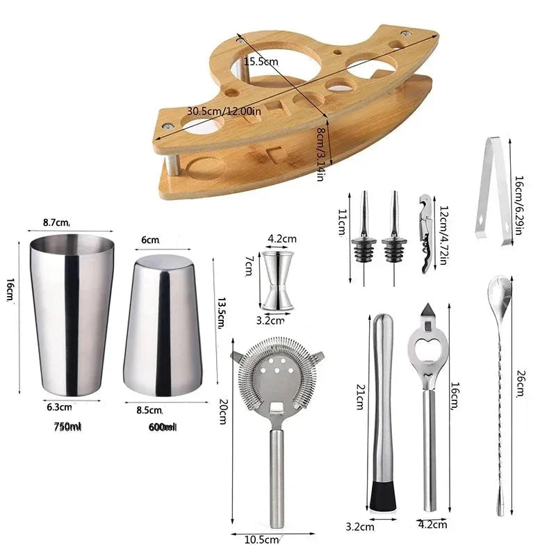 Stainless Steel Cocktail Shaker Set with Bartending Tools