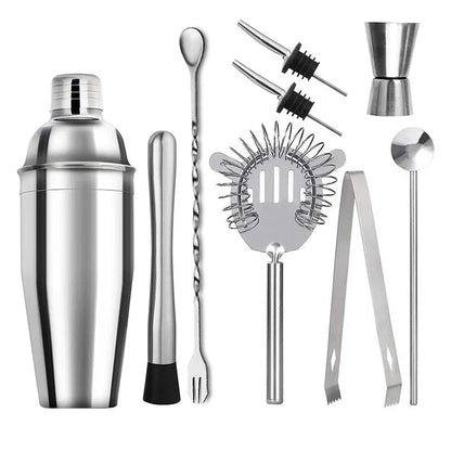 Stainless Steel Bartending Kit with Shaker and Essential Tools
