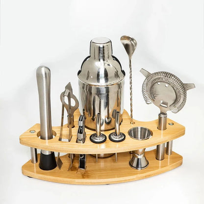 Stainless Steel Bartending Kit with Shaker and Essential Tools