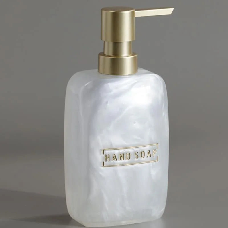 3-Piece Golden Resin Bathroom Set with Dispenser and Toothbrush Holder