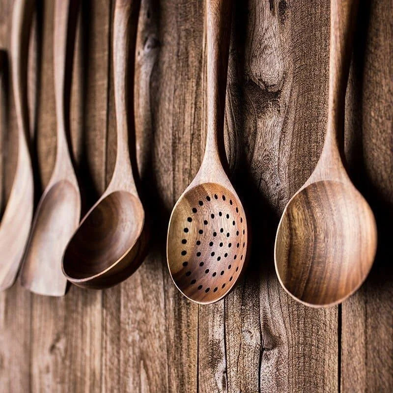7-Piece Teak Wood Kitchen Utensils Set by Monzzi