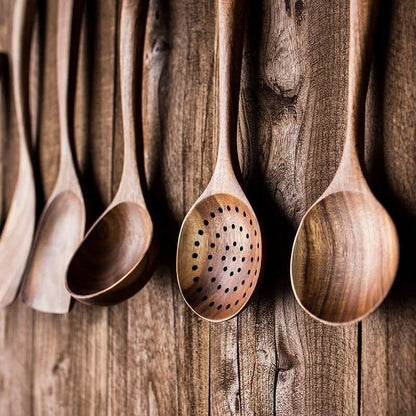 7-Piece Teak Wood Kitchen Utensils Set by Monzzi