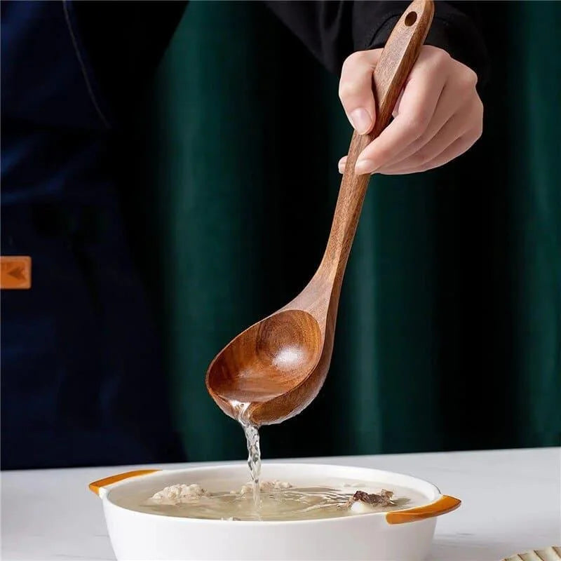 7-Piece Teak Wood Kitchen Utensils Set by Monzzi