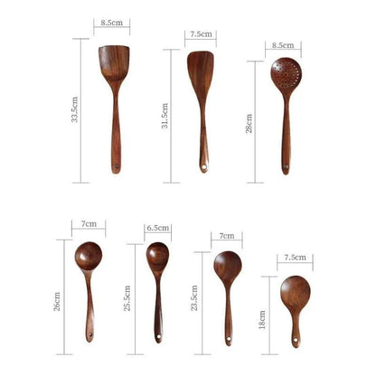 7-Piece Teak Wood Kitchen Utensils Set by Monzzi
