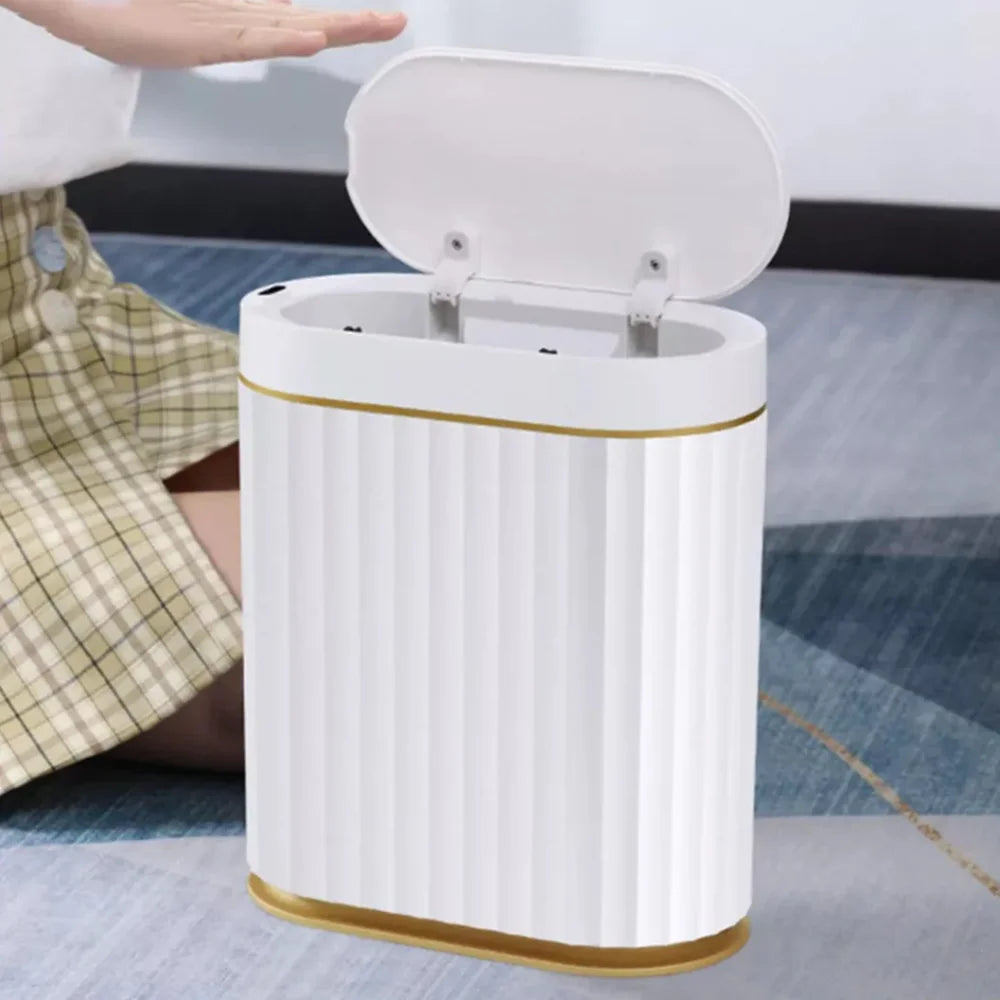 Monzzi 9L Sensor-Activated Oval Trash Can for Bathroom and Kitchen