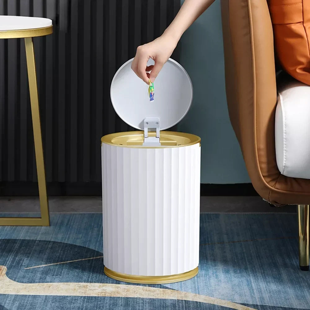 Monzzi 9L Automatic Round Trash Can with Sensor for Kitchen and Bathroom