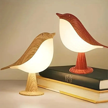 Monzzi Touch-Activated Wooden Bird LED Lamp for Bedroom