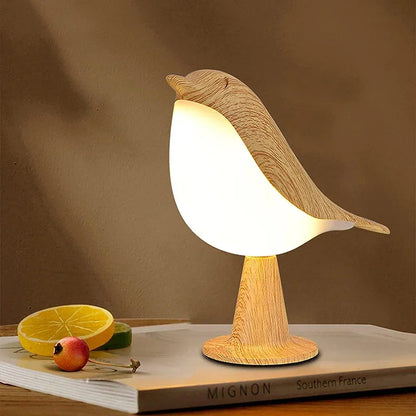 Monzzi Touch-Activated Wooden Bird LED Lamp for Bedroom