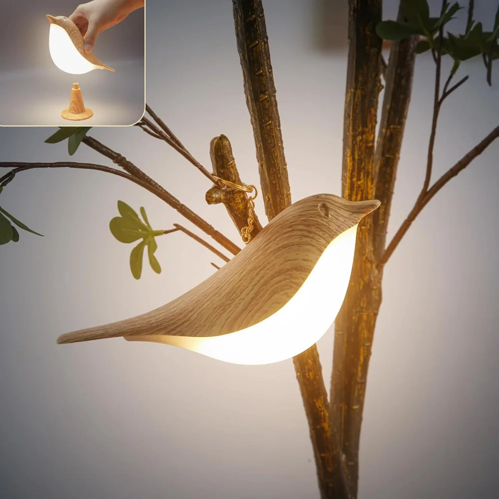 Monzzi Touch-Activated Wooden Bird LED Lamp for Bedroom