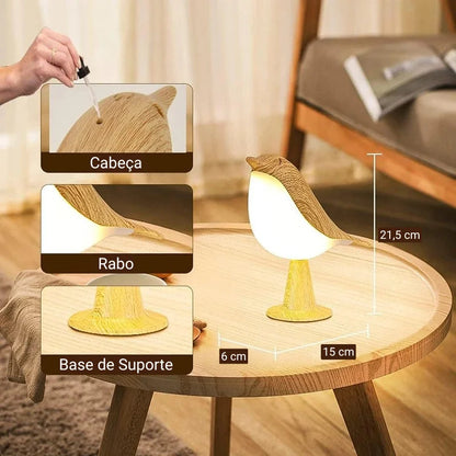 Monzzi Touch-Activated Wooden Bird LED Lamp for Bedroom