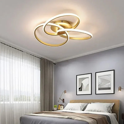 Adjustable Black, White, and Gold LED Trefoil Lamp for Living Room Décor