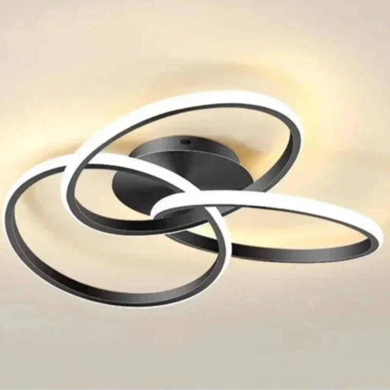 Adjustable Black, White, and Gold LED Trefoil Lamp for Living Room Décor