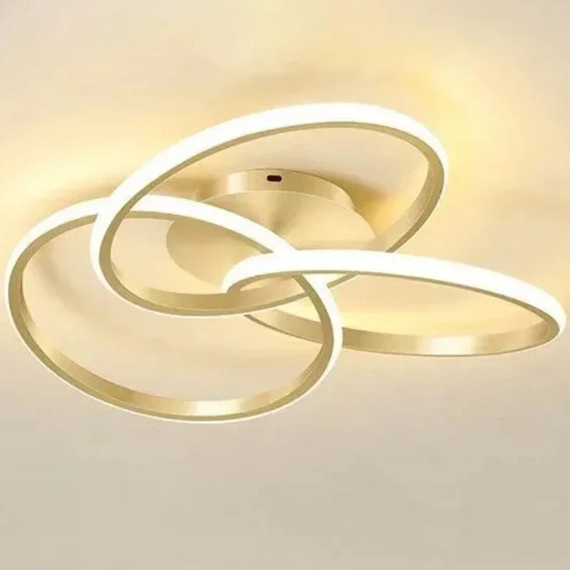 Adjustable Black, White, and Gold LED Trefoil Lamp for Living Room Décor