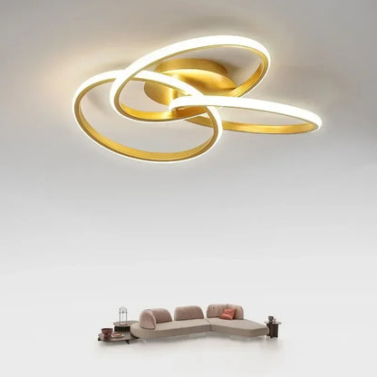 Adjustable Black, White, and Gold LED Trefoil Lamp for Living Room Décor
