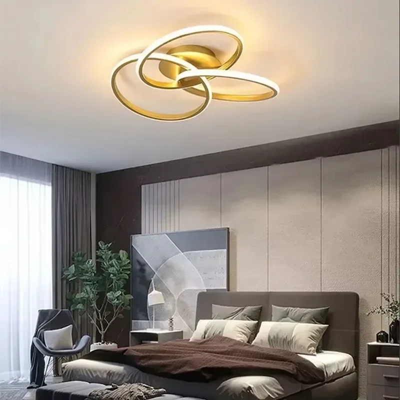 Adjustable Black, White, and Gold LED Trefoil Lamp for Living Room Décor