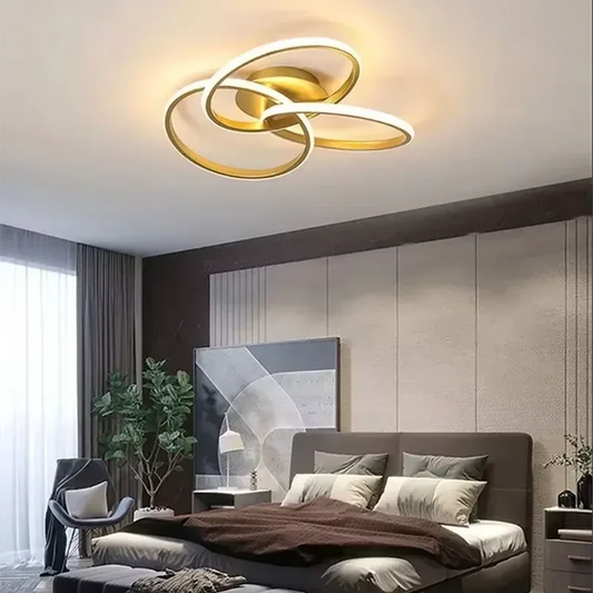Adjustable Black, White, and Gold LED Trefoil Lamp for Living Room Décor