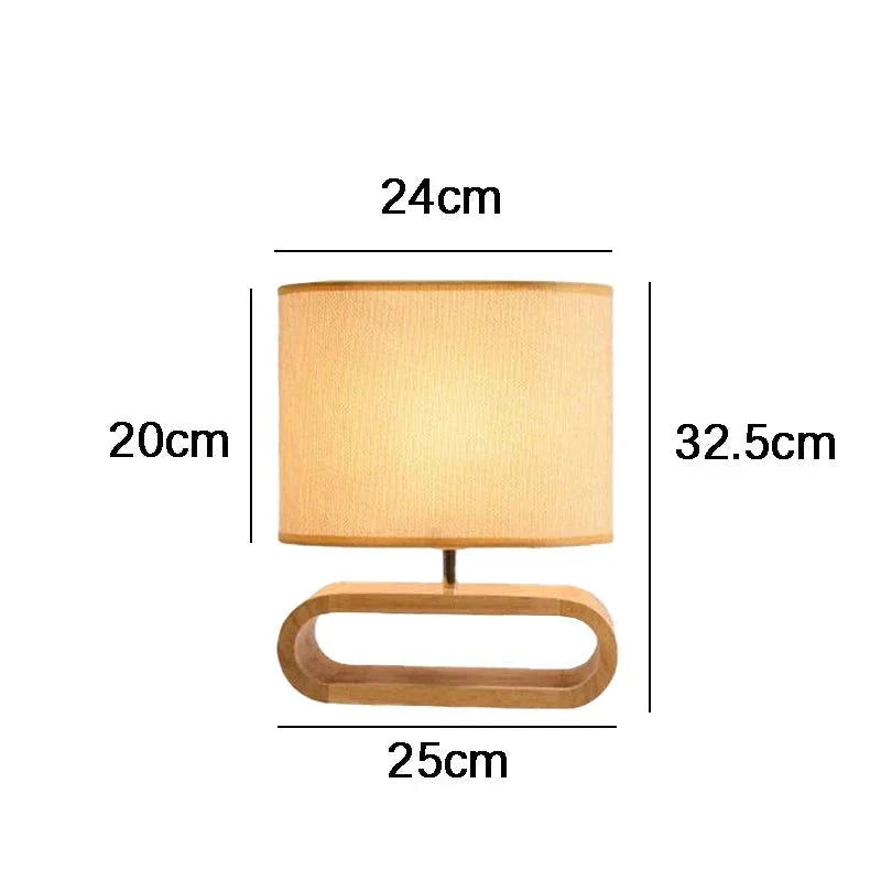 Fabric Shade Table Lamp with Nordic Wood Base