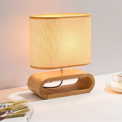 Fabric Shade Table Lamp with Nordic Wood Base