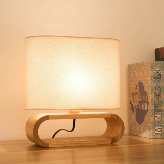 Fabric Shade Table Lamp with Nordic Wood Base
