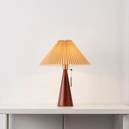 Retro Wooden Table Lamp with Pleated Shade - Nordic Style by Monzzi