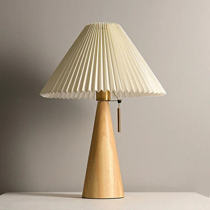 Retro Wooden Table Lamp with Pleated Shade - Nordic Style by Monzzi