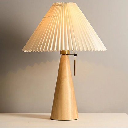 Retro Wooden Table Lamp with Pleated Shade - Nordic Style by Monzzi
