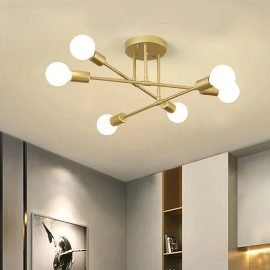 Monzzi Nordic Black and Gold LED Chandelier for Bedroom and Living Room