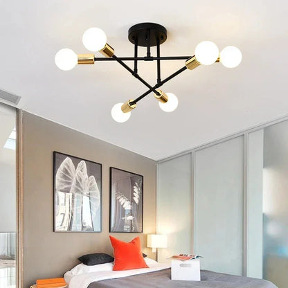Monzzi Nordic Black and Gold LED Chandelier for Bedroom and Living Room