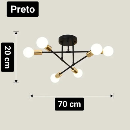 Monzzi Nordic Black and Gold LED Chandelier for Bedroom and Living Room