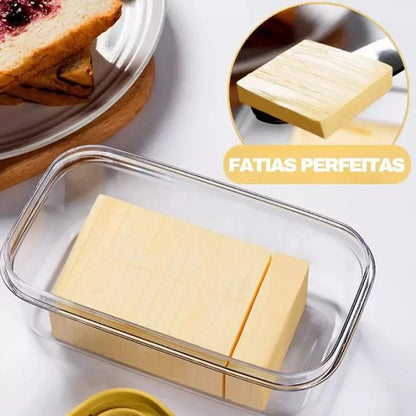 Butter Dish with Built-In Slicer for Kitchen and Dining