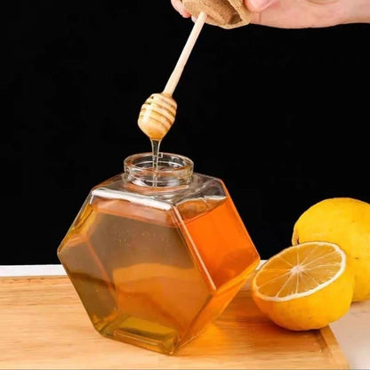 Monzzi Glass Honey Jar with Wooden Lid and Spoon