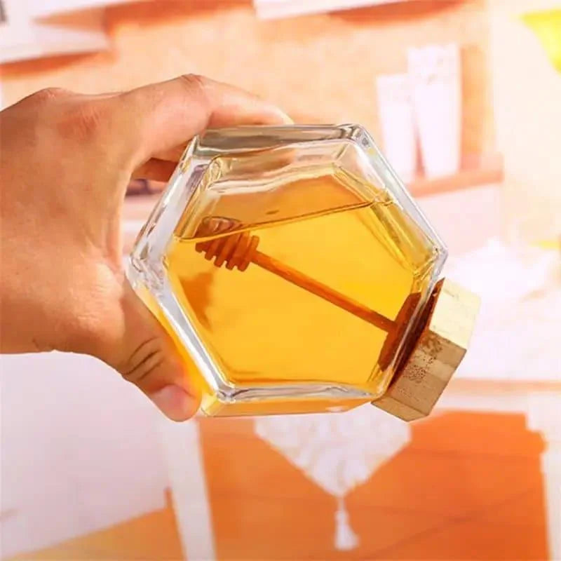 Monzzi Glass Honey Jar with Wooden Lid and Spoon