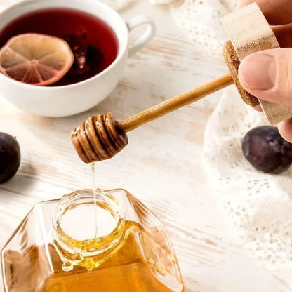 Monzzi Glass Honey Jar with Wooden Lid and Spoon