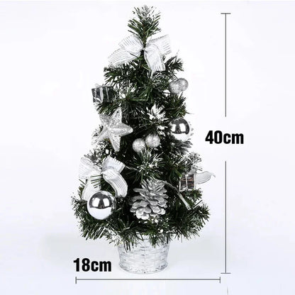 Compact LED Christmas Tree Adorned with Ornaments and Pine Needles