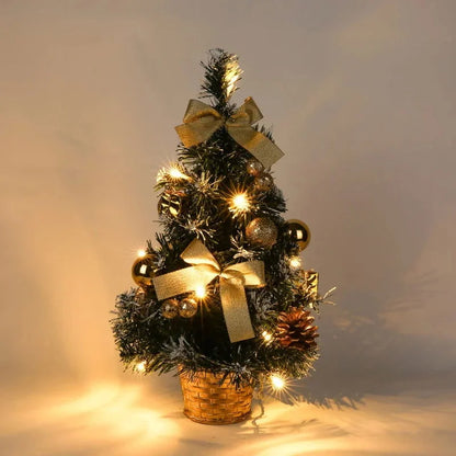 Compact LED Christmas Tree Adorned with Ornaments and Pine Needles
