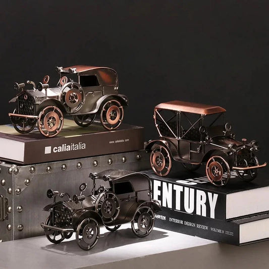 Retro Metal Miniature Vintage Car for Nostalgic Decor